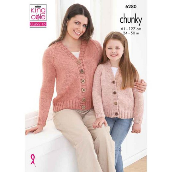 King Cole Pattern Cardigan and Sweater knitted in Big Value Chunky 6280