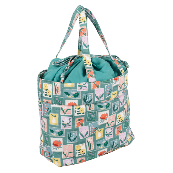 HobbyGift Craft Bag (L): Drawstring: Embroidered Stamps
