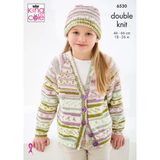 King Cole Pattern Kids Cardigan and Hat knitted in Cherish DK 6530