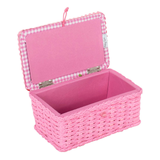 HobbyGift Small Wicker Basket Sewing Box - Embroidered Cherries