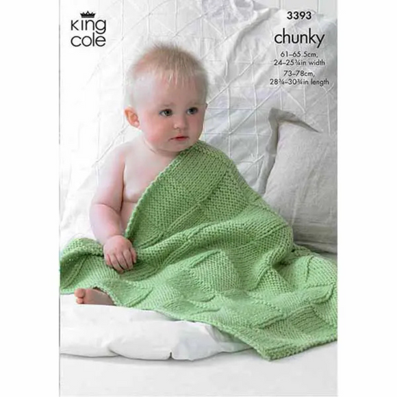King Cole Pattern Babies Blankets Knitted in Comfort Chunky 3393