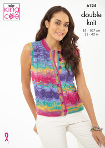 King Cole Knitting Pattern Tank Top and Waistcoat - Knitted in Tropical Beaches DK 6124