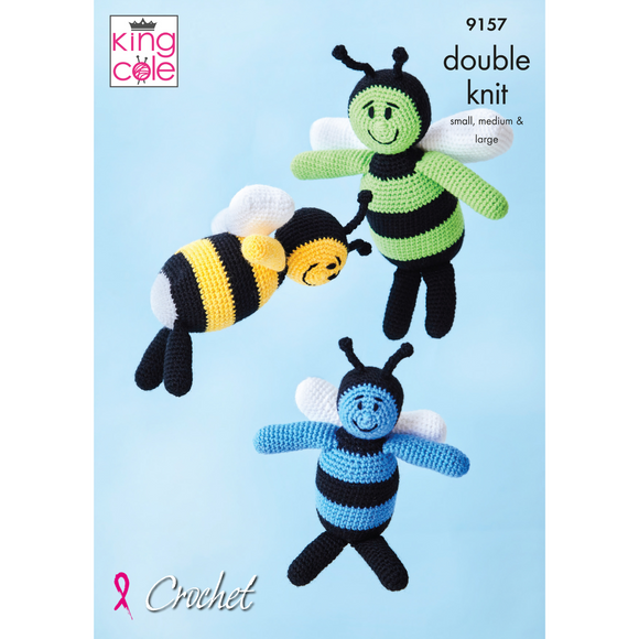 King Cole Crochet Pattern Amigurumi Bees - Double Knit 9157