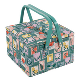 HobbyGift Sewing Box (L): Twin Lid: Square: Embroidered Stamps