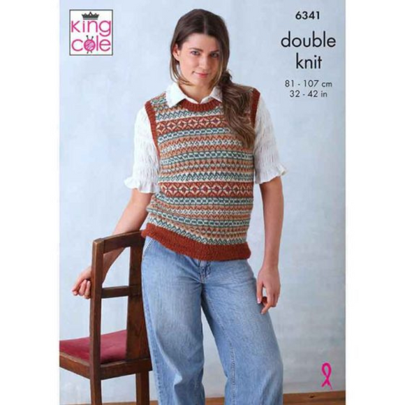 King Cole Pattern Cardigan and Tank Top knitted in Baby Alpaca DK 6341