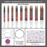 KnitPro Symfonie 2 Deluxe Interchangeable Needle Set 4" (10cm) 9 Sizes (3mm to 8mm)
