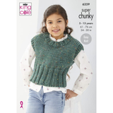 King Cole Pattern Girls Overtop and Vest knitted in Big Value Super Chunky Tweed 6359