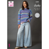 King Cole Pattern Ladies Sweater and Cardigan knitted in Flair Chunky 6383
