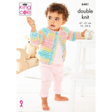 King Cole Pattern Kids Sweater, Cardigan and Hat knitted in Fjord Baby DK 6461
