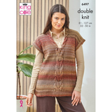 King Cole Pattern Ladies Round and V Neck Tank Tops knitted in Cottagespun DK 6497