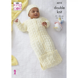 King Cole Pattern Babies Sweater, Jacket, Sleeping Bag and Hat Knitted in Big Value Baby 6212