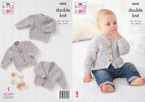 King Cole Knitting Pattern Cardigans and Sweaters - Knitted in Cloud Nine DK 6058