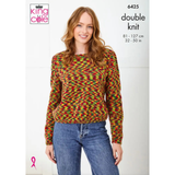 King Cole Pattern Ladies Sweater and Cardigan knitted in Jitterbug DK 6425