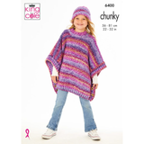King Cole Pattern Girls Poncho, Slipover and Hat knitted in Hedgerow Chunky 6400