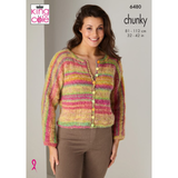 King Cole Pattern Ladies Sweater and Cardigan knitted in Flair Chunky 6480