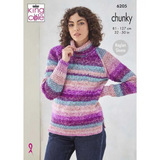 King Cole Pattern Sweater & Cardigan Knitted in Hedgerow Chunky 6205
