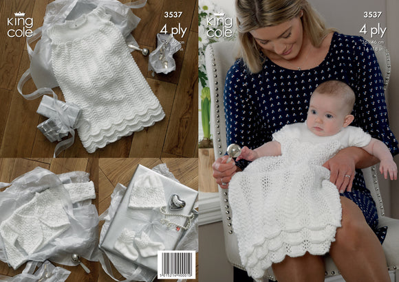 King Cole Pattern Christening Set Knitted in Comfort 4Ply
