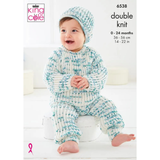 King Cole Pattern Baby Set knitted in Dot Dot Dash DK 6538