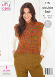 King Cole Knitting Pattern Sweater and Top - Knitted in Jitterbug DK 6142