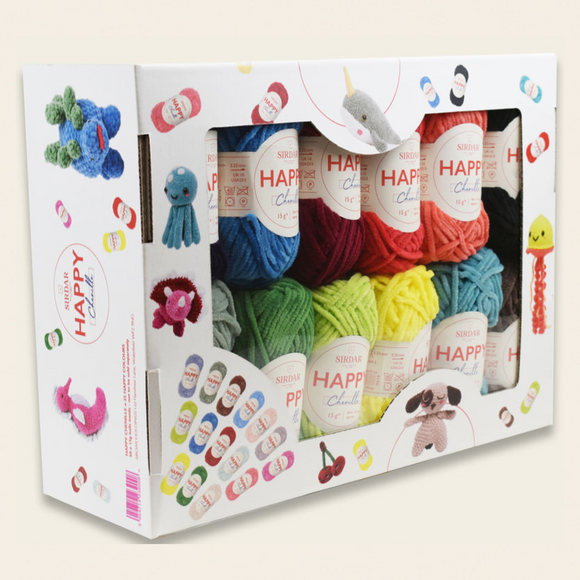 Sirdar 25 Happy Chenille Colours in a Happy box