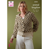 King Cole Pattern Ladies Tank Top and Cardigan knitted in Animal Kingdom 6554
