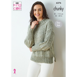 King Cole Pattern Ladies Sweater and Vest Top knitted in Simply Denim Chunky 6376