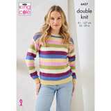 King Cole Pattern Ladies Sweater and Cardigan knitted in Luxury Merino DK 6437