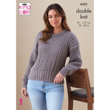 King Cole Pattern Ladies Sweater and Cardigan knitted in Merino Blend DK 6432