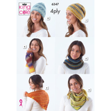 King Cole Pattern Ladies Accessories knitted and crocheted in Morse 4Ply, Rebel 4Ply and Footsie 4Ply 6347