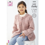 King Cole Pattern Kids Sweater and Cardigan knitted in Big Value Super Chunky Tweed 6358