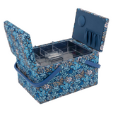 HobbyGift Sewing Box (L): Twin Lid: Woodblock Floral