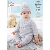 King Cole Pattern Babies Jacket, Sweater, Leggings, Hat & Blanket Knitted in Little Treasures DK 5853