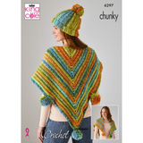 King Cole Pattern Ladies Hat, Scarves and Headband crocheted in Hedgerow Chunky 6297