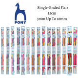 Pony Knitting Pins: Single-Ended: Hand Coloured: Flair 35cm