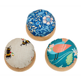 HobbyGift Printed Fabric Top Dome Pincushions Woodblock Floral - Bee - Bird Aviary Crafts