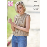 King Cole Pattern Ladies Sweater and Tank Top knitted in Dalesway Chunky 6409