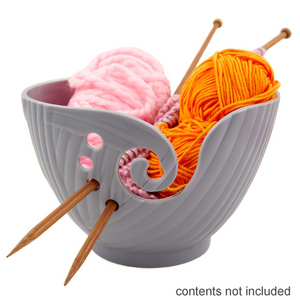 Hemline Knitting Yarn Bowl - Plastic - Cool Grey