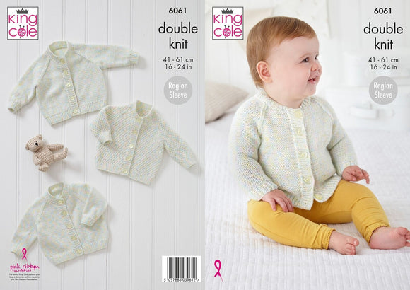 King Cole Knitting Pattern Cardigans - Knitted in Cloud Nine DK 6061