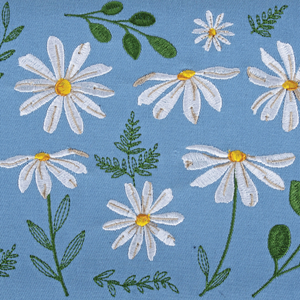 HobbyGift Sewing Box (M): Embroidered: Denim Daisies