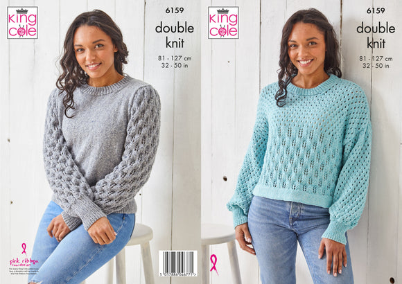 King Cole Knitting Pattern Sweaters - Knitted in Simply Denim DK 6159