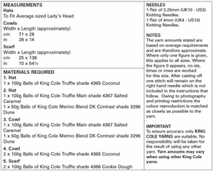 King Cole Knitting Pattern Hats, Cowls & Scarf Truffle & dk 5517