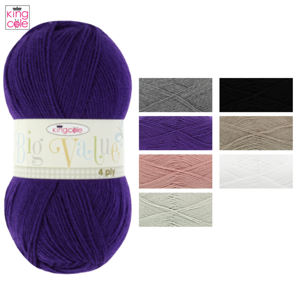King Cole Big Value 4 Ply 100g - All Colours
