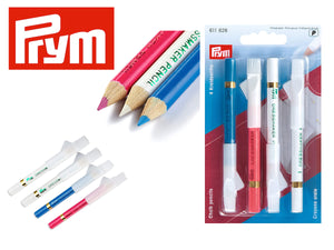 Prym 4x Chalk Pencils With Brushes - Pink/White/Blue