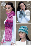 King Cole Knitting Pattern 4354 - Scarf/Snood/Shoulder Wrap/Hat/Wrist Warmers Super Chunky