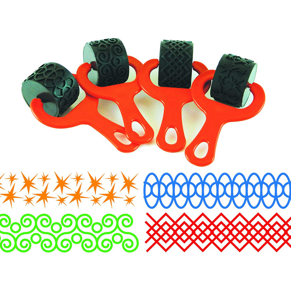 Craftplay Dough and sand Pattern rollers - Pack of four