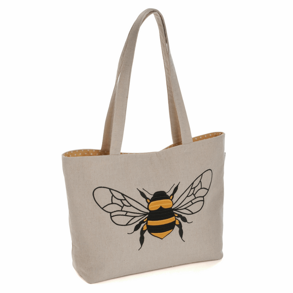 HobbyGift Shoulder Tote Bag - Applique Linen Bee Design Storage