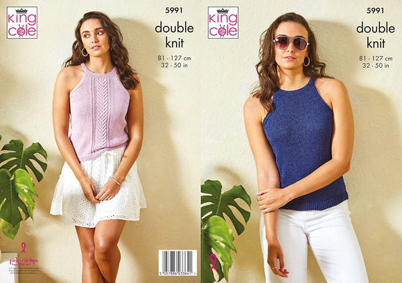 King Cole Pattern Tops Knitted in Linendale DK 5901