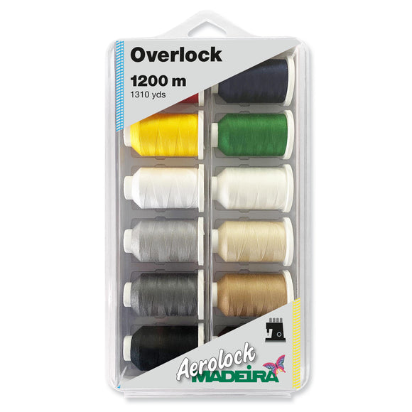 Madeira Overlock Box: Aerolock No.125: 12 x 1,200m: Solid Colours