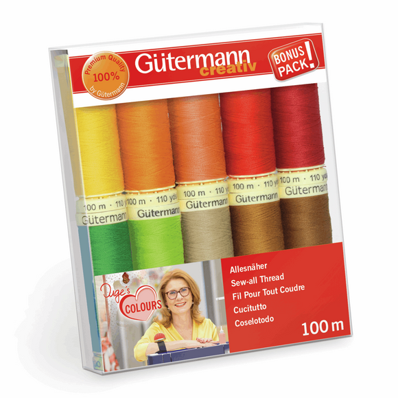 Gutermann Sew All Thread Set - 10 x 100m Reels Mix Colours - Extra Strong 734008 Col.1