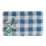 HobbyGift Sewing Box (S) - Rectangle - Woven Basket - Embroidered Lid - Wild Floral Plaid
